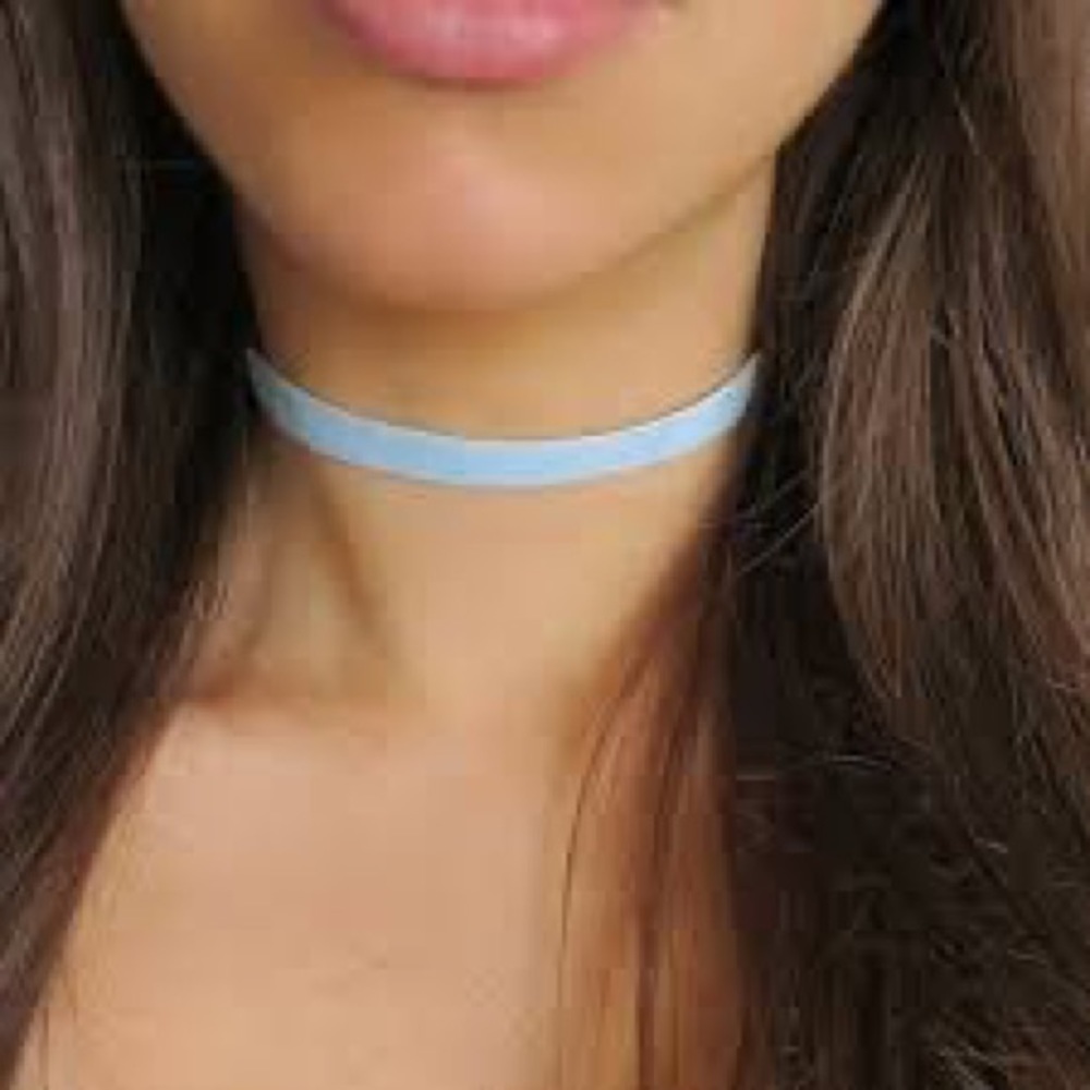Baby Blue Velvet Adjustable Choker